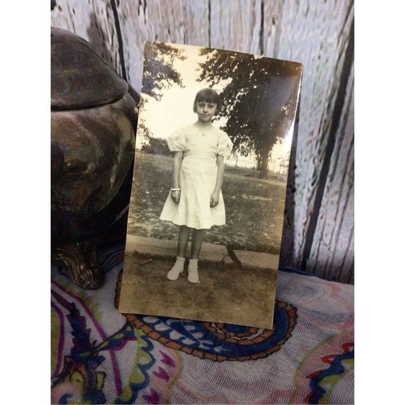 Antique Photo Young Girl Black & White 2 7/8” x 4” - Picture 5 of 10